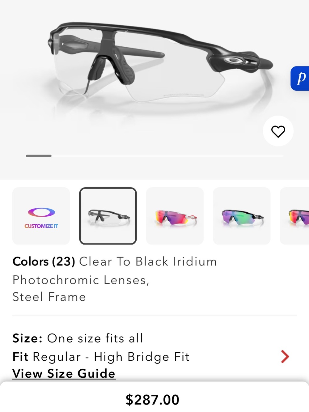 Oakley Black Frame with Clear Photochromic Lenses Sport Sunglasses